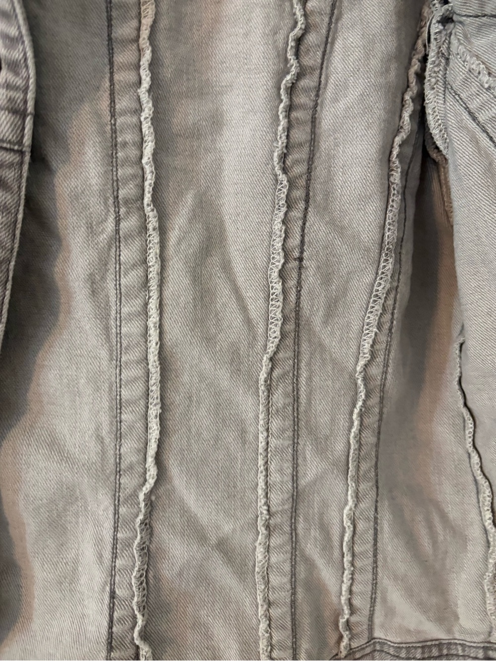 Gray Stretch Denim Jacket Medium Y2K Fitted Button Front - Picture 5 of 7
